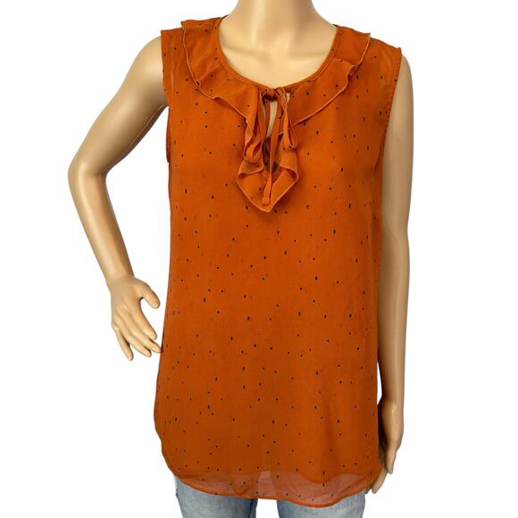 Cabi Sprinkle Ruffle Top Orange Sleeveless Double Layer #3764 Size M - Picture 3 of 12
